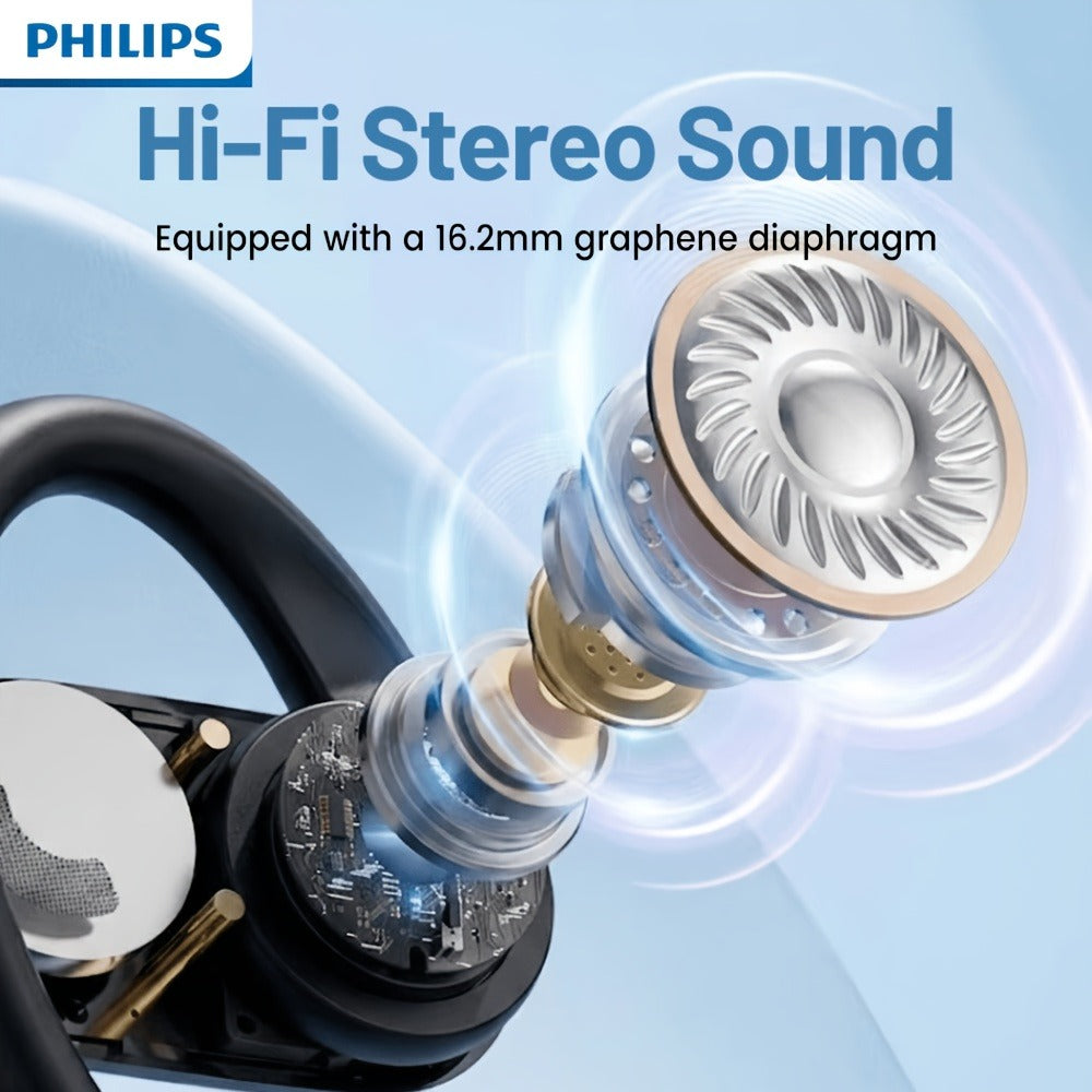 Philips TAT2739 Open Air Earbuds Wireless Bluetooth 5.3 Ear Hook Headphones with Wireless Charging Case – Non In-Ear Open-Back Design, Type-C, Tech Gift for Men Women