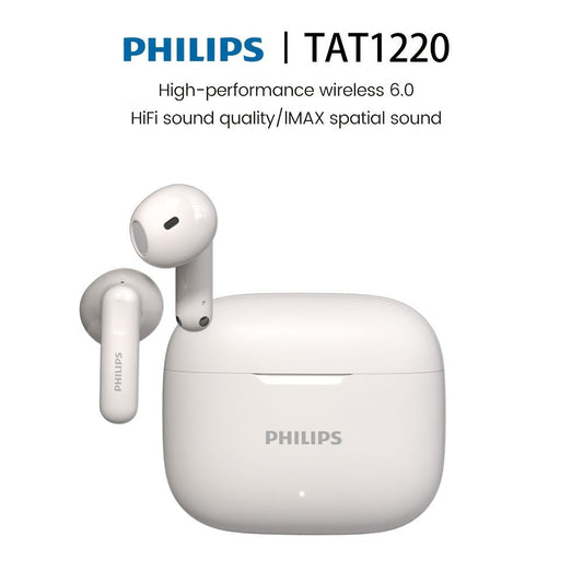 Philips TAT1220 Bluetooth 6.0 Wireless Earbuds ANC Active Noise Cancelling, 360° Surround Sound Open Design Touch Control Type-C Charging, In-Ear Headphones for Sports Daily Use Phone Camping Outdoor