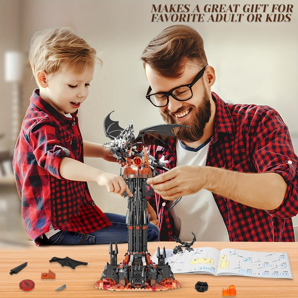 Dragon Castle Building Set, Black Dragon Guardian Tower Gothic Display Model Kit