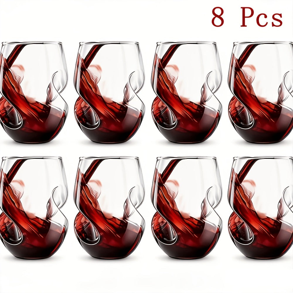 Geometric Twisted Cocktail Glasses 4 or 8 Pack – 400ml Wide Mouth BPA-Free Borosilicate Glass – Festive Drinkware for Whiskey, Beer & Tea – Thanksgiving, Christmas, New Year & Oktoberfest