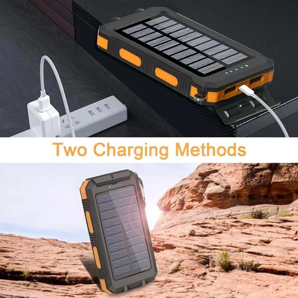 Solar Power Bank 50000mAh with Dual LED Flashlight SOS Mode & Compass – Portable Solar Charger Dual USB for Camping Hiking Travel Emergency Outdoor Survival for iPhone Samsung Android All Cell Phones