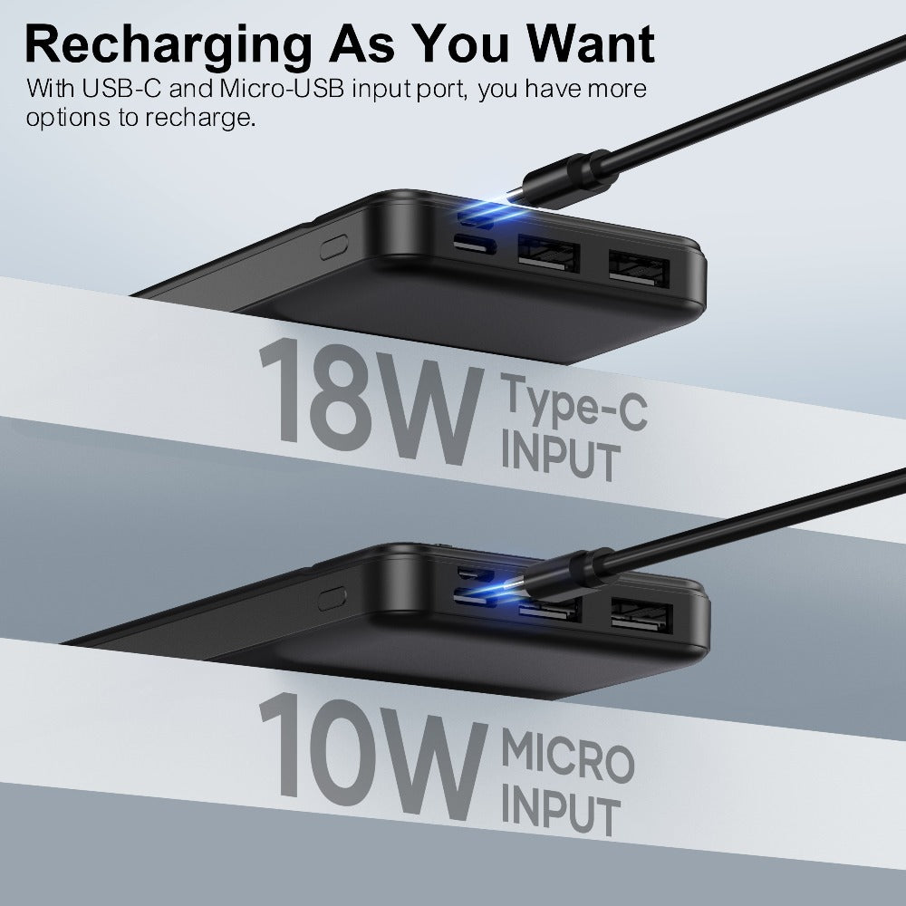 5V Heated Jacket Battery Pack 10000mAh PD 22.5W Quick Charge Portable Power Bank for Heated Vest Heated Gloves Heated Clothes Smartphone Tablet Outdoor Winter Camping Skiing Travel
