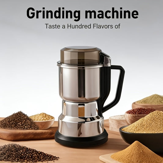 Electric Grain Grinder for Spices & Coffee, Silver 1- or 2-Piece Options