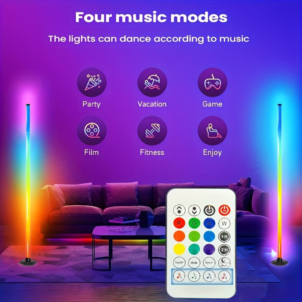 Smart RGB Corner Floor Lamp RGBICB 172 LEDs 1000lm - APP & Remote Control 16 Million Colors 64+ Music Sync Modes USB Powered Standing Lamp for Bedroom Gaming Room Living Room Home Decor