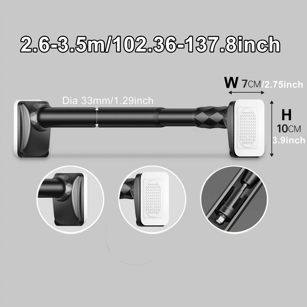 Telescopic Curtain Rod No Drill 15.75"-196.85" Adjustable Shower Curtain Rod 33mm for Large Windows