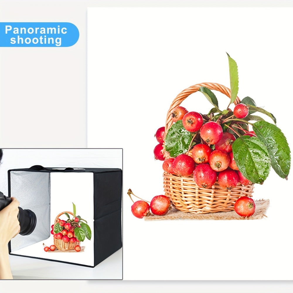 LED Photo Studio Light Box Folding Photography Shooting Tent with 12 Color Backdrops, Portable Product Photography Lightbox for Jewelry Cosmetics Figures, 16x16 & 12x12 Inch