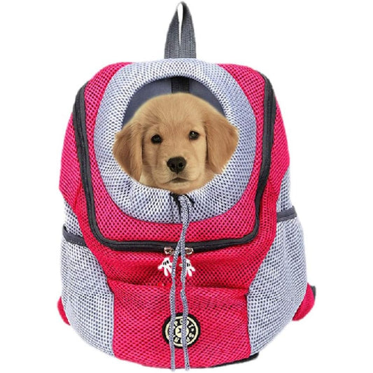 Pet Carrier Backpack with Head-Out Opening and Mesh Panels, Medium, Rose Red or Black