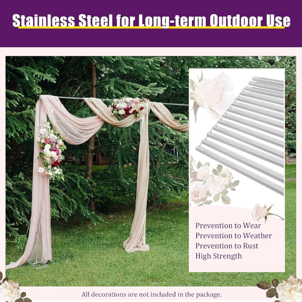 Backdrop Stand 10x20FT Wedding Arch Pipe Kit Square Metal Frame for Photography Party Baby Shower Birthday Stage Background Support Curtain Structure Freestanding Silver