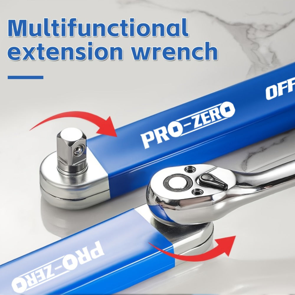 Ratchet Wrench 2-in-1 Offset Extension with 1/4" 3/8" 1/2" Square Head Adapters, 180-Degree Rotation High Torque Non-Slip Handle, Universal Flex Head Ratchet for Narrow Spaces & Auto Repair