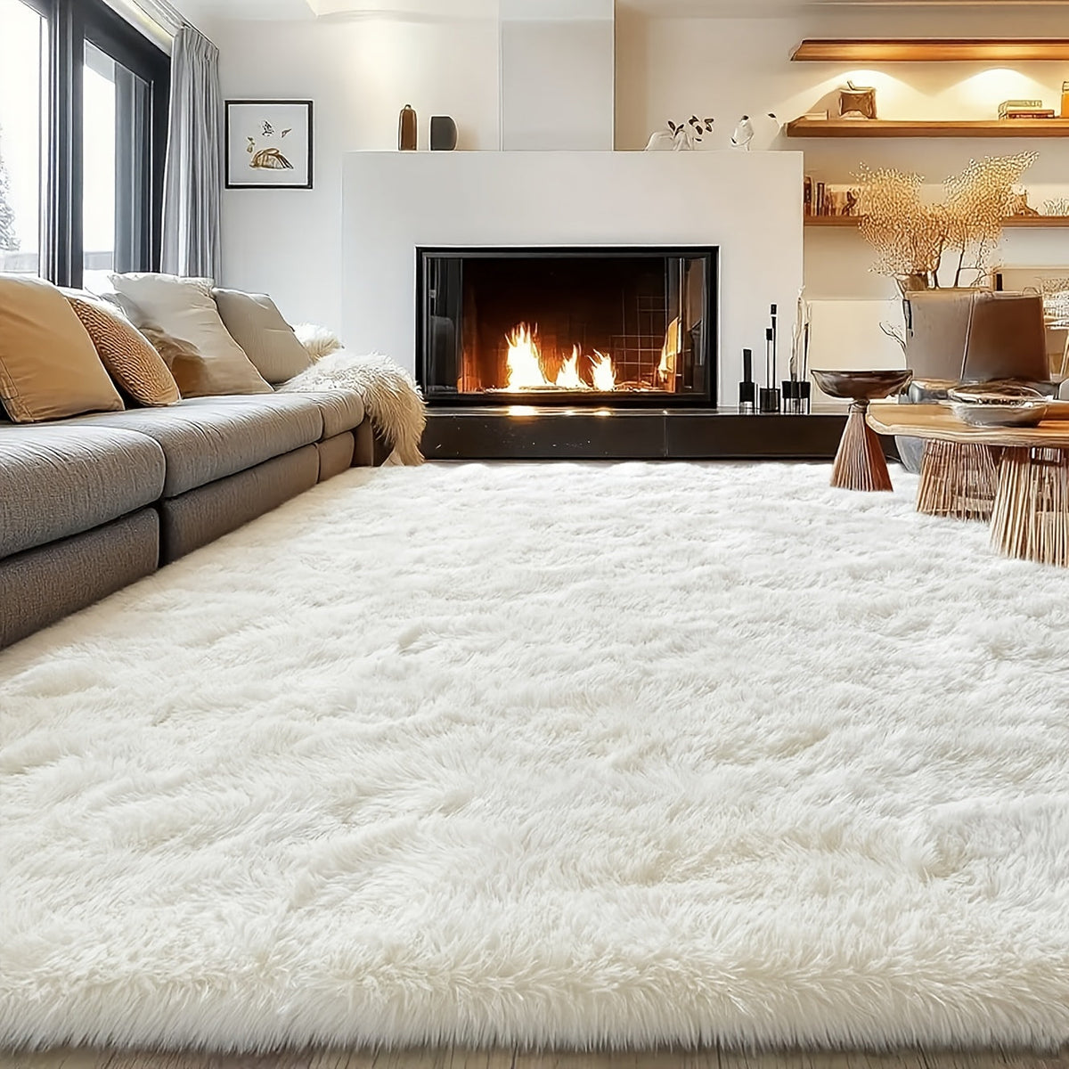 Fluffy Shag Area Rug 8x10 Feet – Ultra Soft Plush Non-Slip Large Living Room Rug, Fuzzy Bedroom Carpet for Teen Dorm, Study Room & Home Decor – Multiple Colors