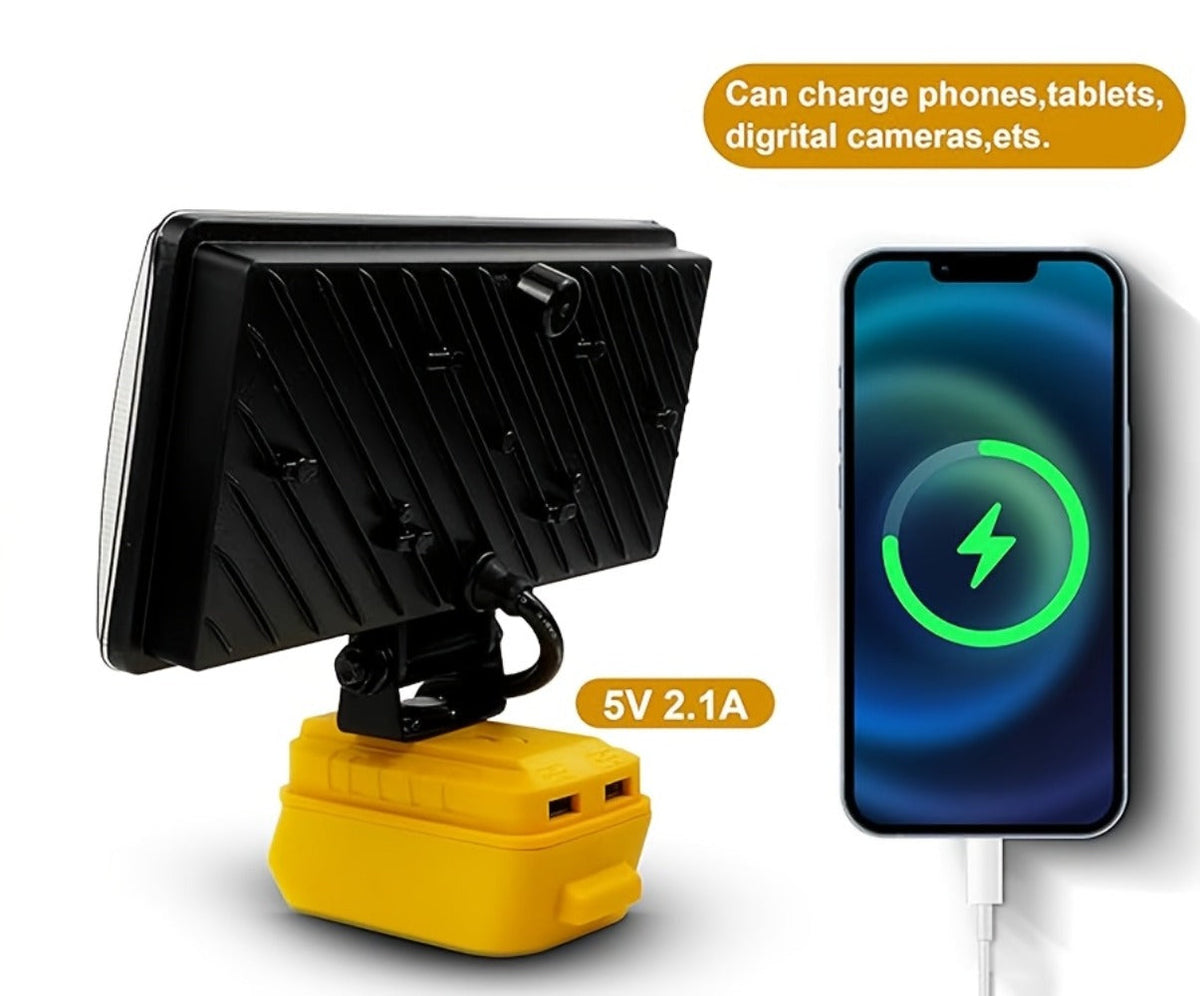 Cordless LED Work Light for DeWalt 20V Battery – 30W/90W 1800/5400 Lumen LED Floodlight | Battery Powered Work Light for Automotive Repair, Construction Site & Emergency Lighting | Battery Not Included