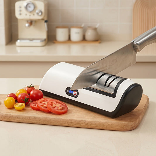 Electric Knife Sharpener with 2-Stage Sharpening, Blade Guides and Sanding Wheel