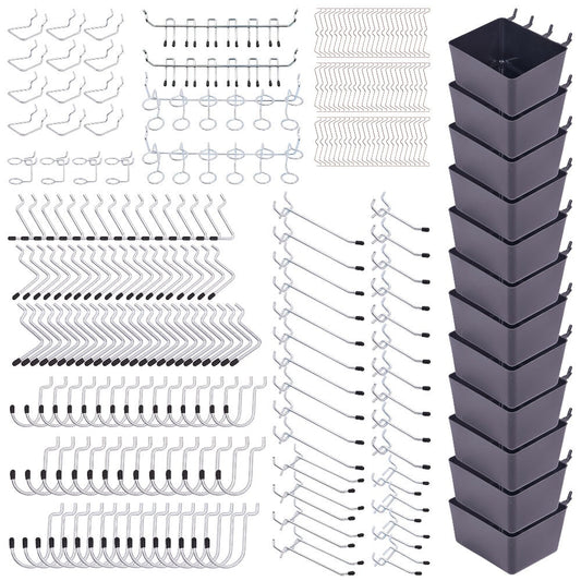 Pegboard Hooks Organizer Kit with Bins, 278 Pieces for Garage & Workshop