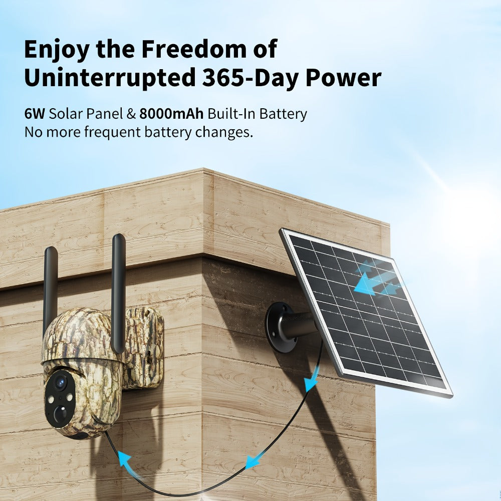 4G LTE Solar Trail Camera No WiFi Needed, Outdoor Security Camera 4K Night Vision, 360° Pan Tilt Live View, Two-Way Audio, Waterproof – Hunting Farm Ranch Wildlife Monitoring