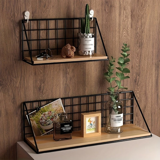 Metal Floating Wall Shelf, Small Black Iron Rack for Storage and Display