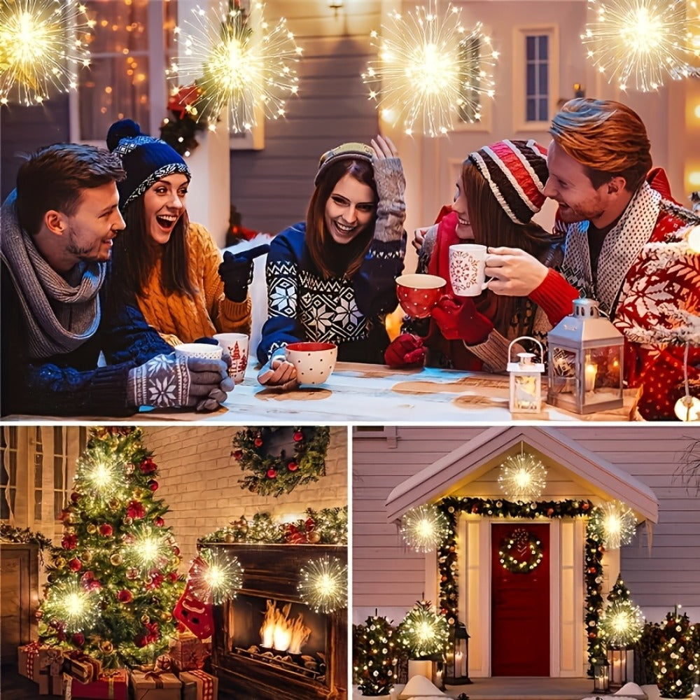 Solar Starburst Lantern Fairy Lights Outdoor 5 Pack 450 LED - Remote & Timer, 8 Modes, Adjustable Brightness, Pure Copper Wire, Waterproof for Yard, Garden, Patio, Wedding & Christmas Decor