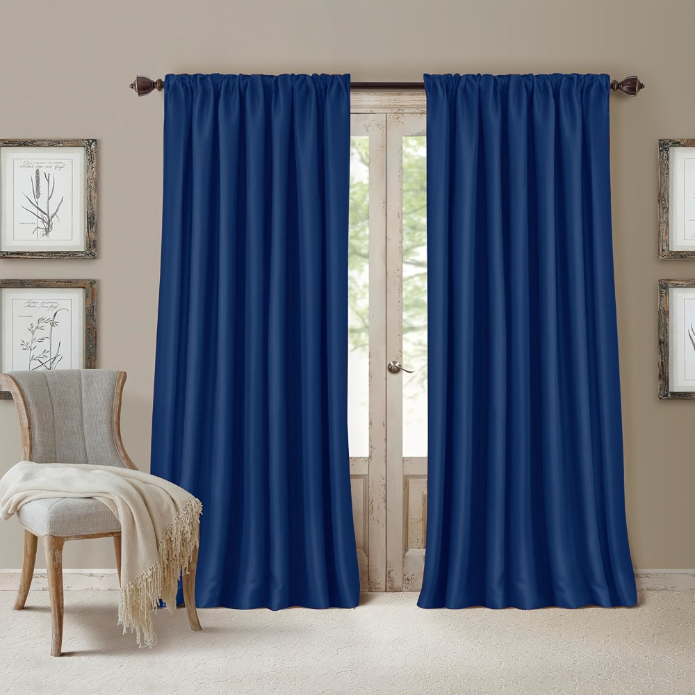 Blackout Curtains 4 Panels Thermal Insulated Room Darkening Drapes – Rod Pocket, Energy Saving, Solid Color for Bedroom & Living Room, 7 Colors & Multiple Sizes