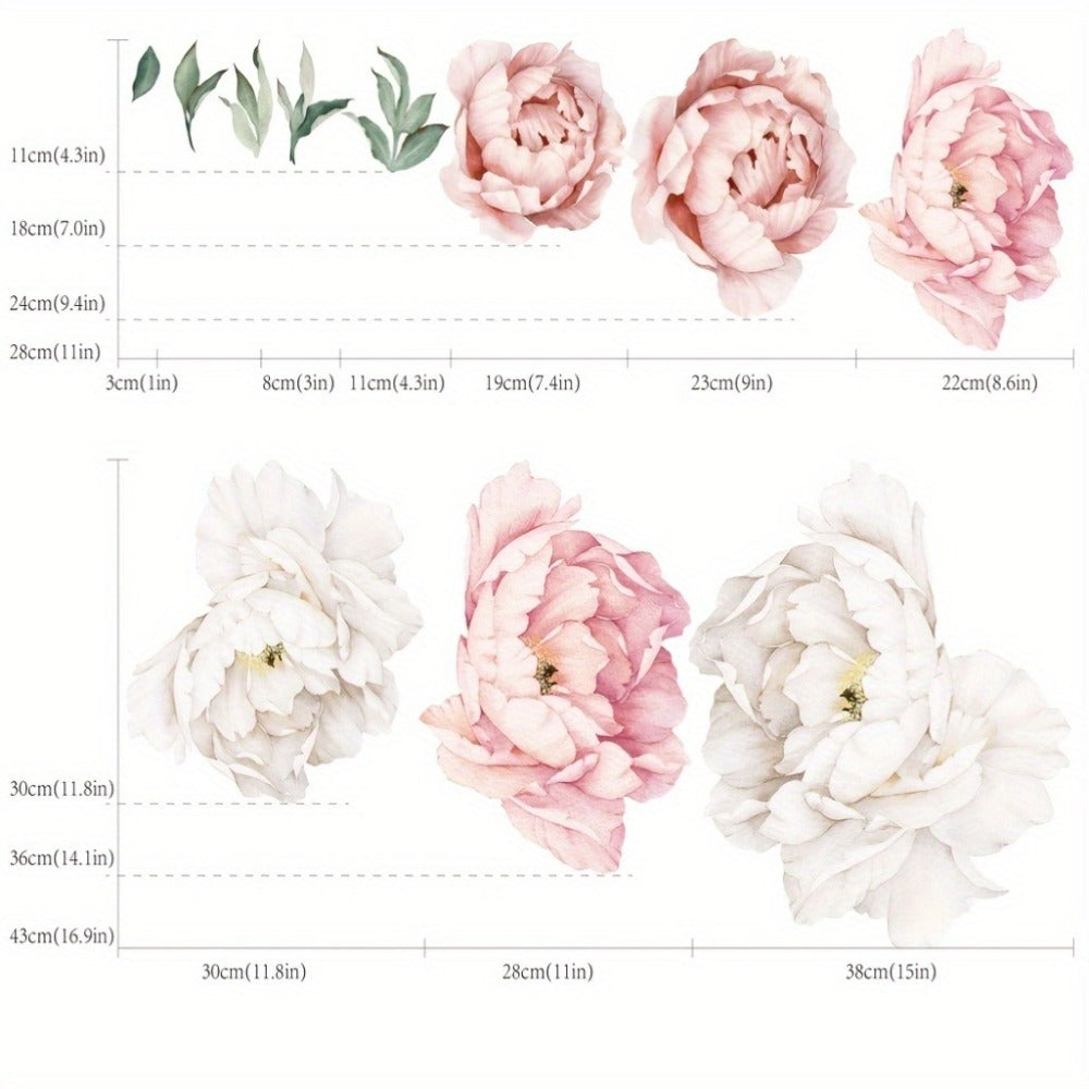 Peony Flower Window Glass Sticker – Anti-Collision Waterproof Decorative Glass Film, European Floral Wall & Window Decal for Home Decor, 17.7 x 47.2 Inches (2 Styles)