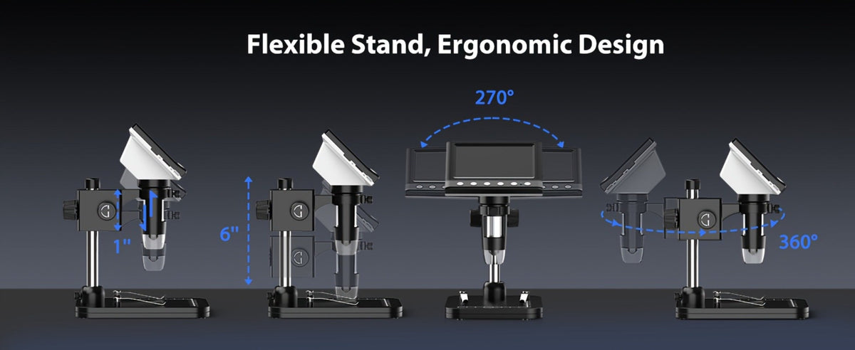Digital Microscope 1000X with 4.3" IPS LCD Screen & 8 Adjustable LEDs – USB Coin Microscope for Adults, Kids & STEM, Windows Compatible, Ideal for Coin Collection, Science & Education