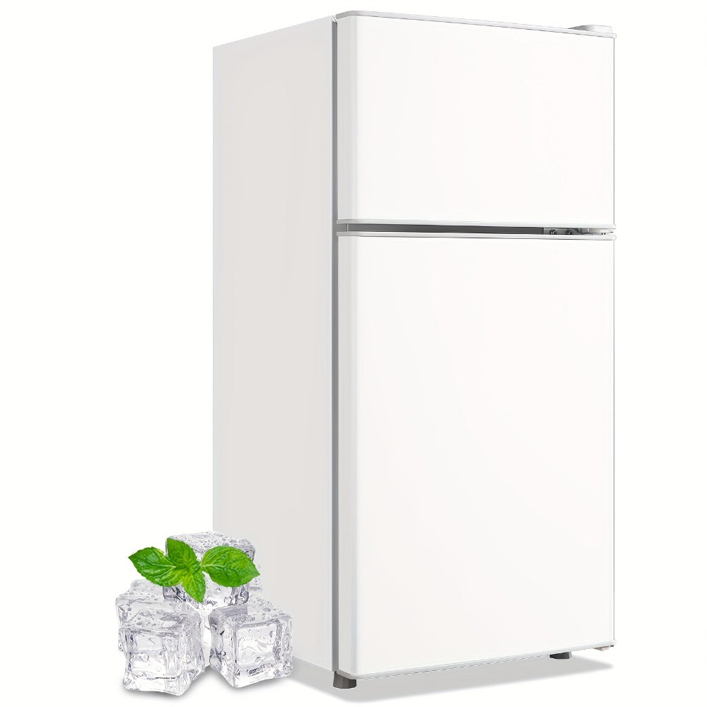 Mini Refrigerator with Freezer, 2.4 Cu Ft Double Door Small Fridge with Removable Shelves & Adjustable Feet – Compact Personal Fridge for Bedroom, Dorm, Apartment, Home Office and Kitchen