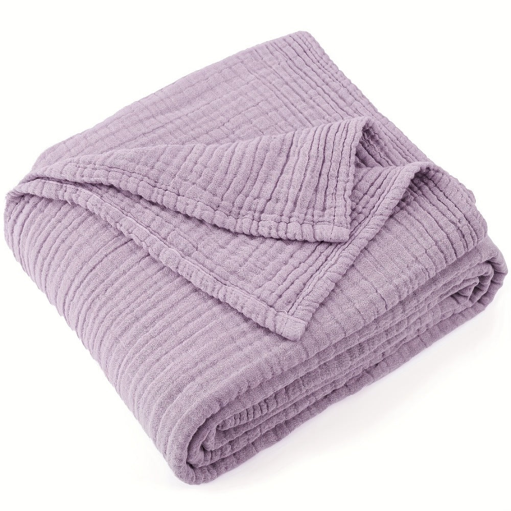 Muslin Blanket 100% Cotton 6-Layer – Breathable Soft Gauze Throw for Couch & Bed, All Season, Machine Washable, 13 Colors, 5 Sizes