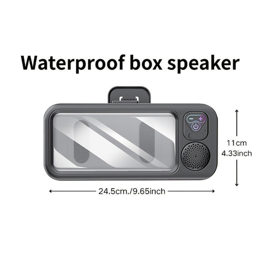 Shower Phone Holder with Bluetooth Speaker, Suction Mount & 360-Degree Rotation