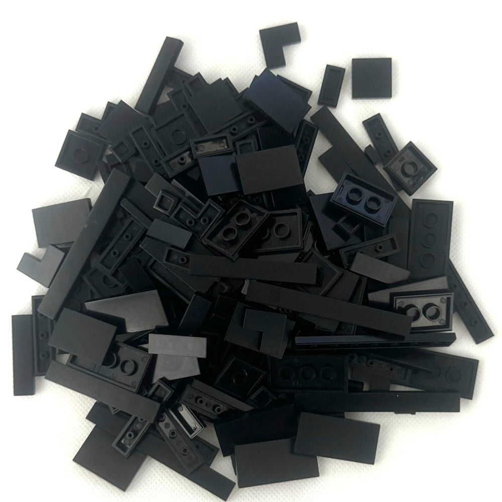 Bulk Smooth Flat Tile Building Blocks, Approx. 150 Pieces, 1x1 1x2 & 1x6