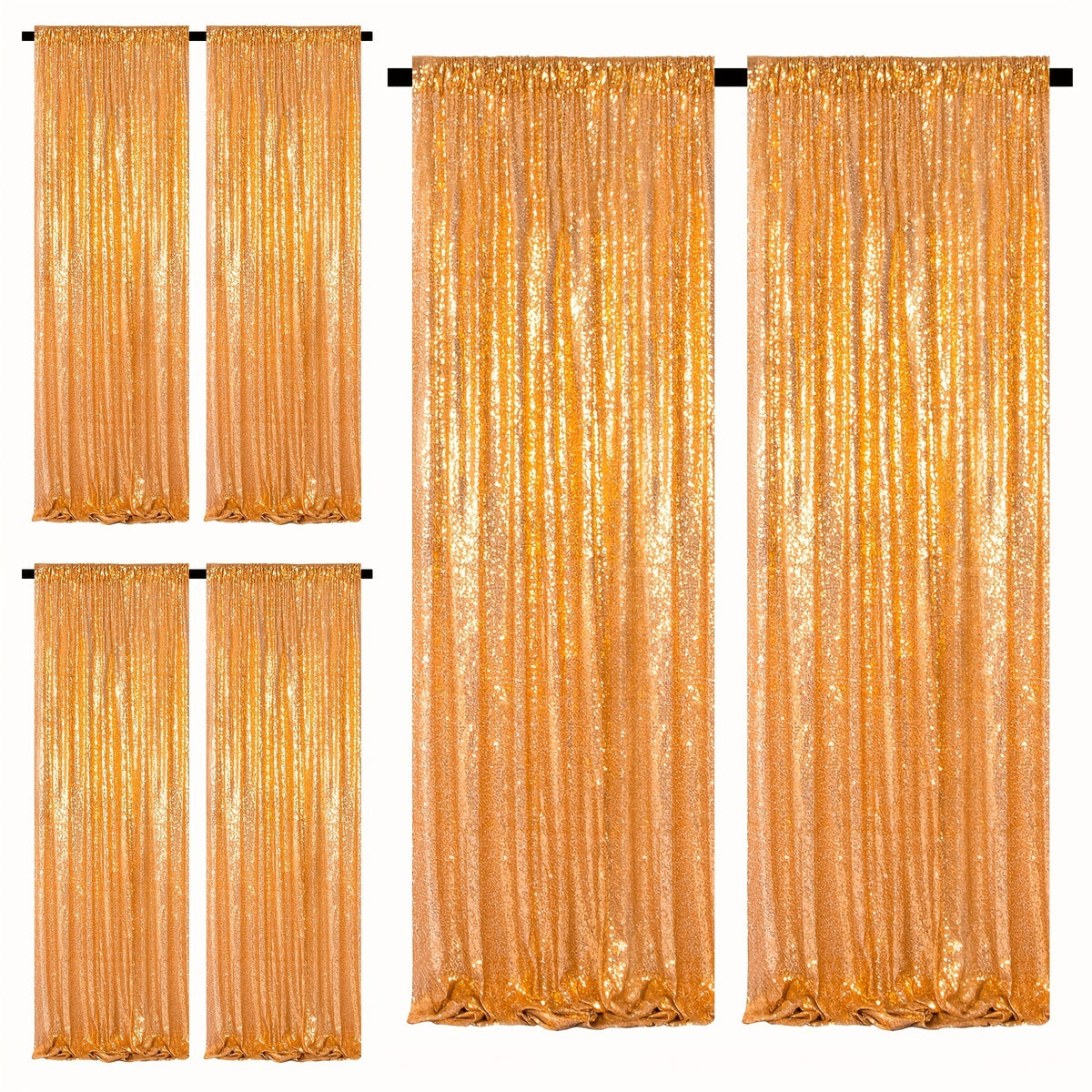 Sequin Backdrop Curtains 2FTx8FT Glitter Photography Background Panels for Party Wedding Birthday Stage Decoration Gold Yellow Shimmer Curtain Set 4 6 10 Panels Available