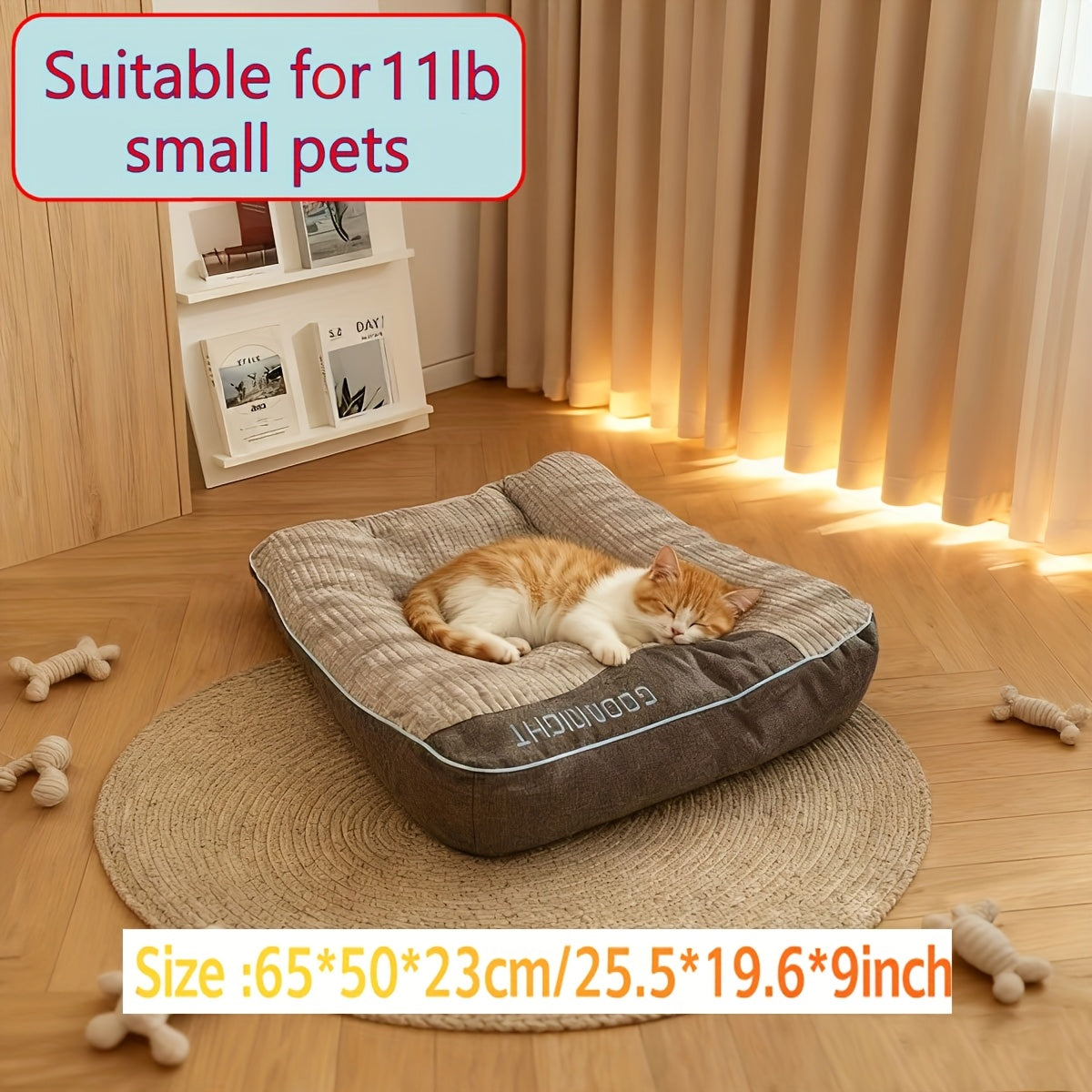 Thickened Dog Bed for Winter Warmth - Soft Polyester Fiber Fill, Collapse-Resistant, Machine Washable Cat & Dog Bed for Large Breeds, Includes Pet Scratching Tool, 4 Sizes