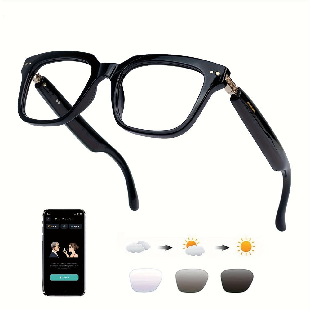 AI Smart Glasses with Real-Time Translation for 160+ Languages, ChatGPT Voice Assistant, HD Calls & Hi-Fi Music – Open-Ear Audio Glasses for Men & Women