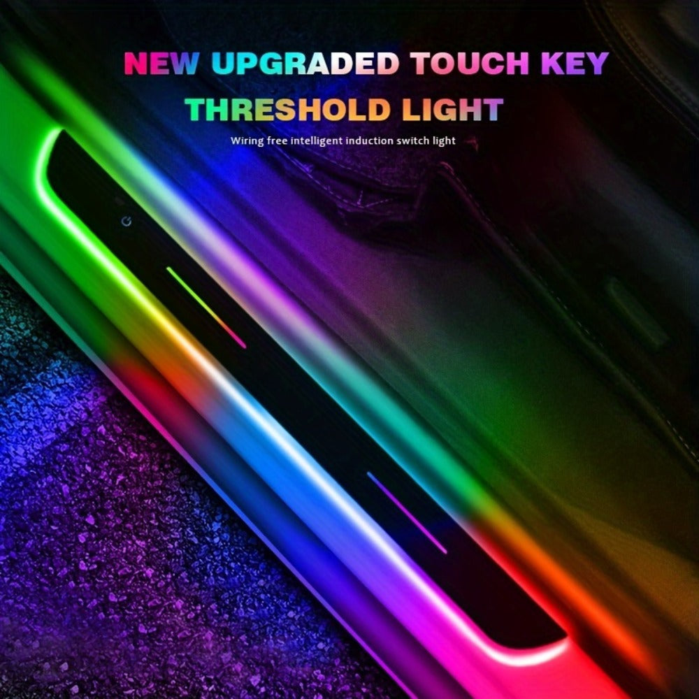 LED Door Threshold Welcome Light 4 Pack Wireless - Auto Motion Sensor, 7 Preset Colors, No Wiring, Car Door Sill Pedal Light, Home Entry & Hallway Lighting, Birthday Housewarming Gift for Men & Women