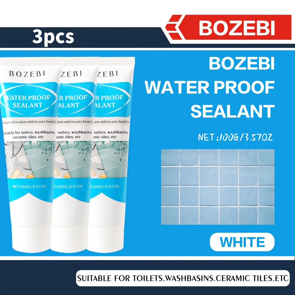 Waterproof Tile Grout Sealant Gap Filler for Kitchen & Bathroom – Odorless Strong Adhesive Tile Refill Agent for Sink Floor Wall Cracks, White 100g (3-Pack)
