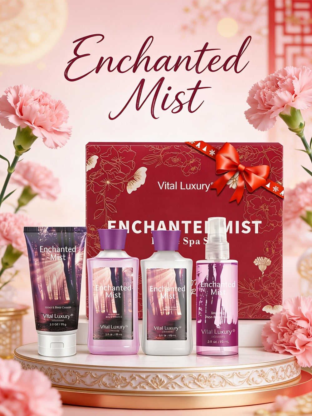 Bath and Body Gift Set for Women 3-Piece Peppermint Eucalyptus Glycerin Body Lotion Shower Gel Fragrance Mist – Moisturizing Nourishing Spa Set Holiday Birthday Gift for Wife Girlfriend