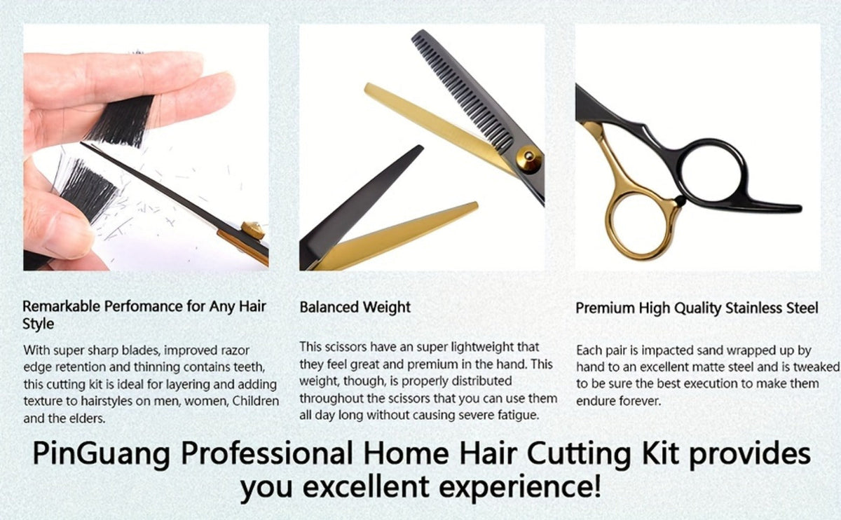 Hair Cutting Scissors Kit 13 Piece - Professional Barber Shears Set with Thinning Shears, Blending Scissors & Accessories, Complete Salon Home Haircut Kit for Men & Women All Hair Types