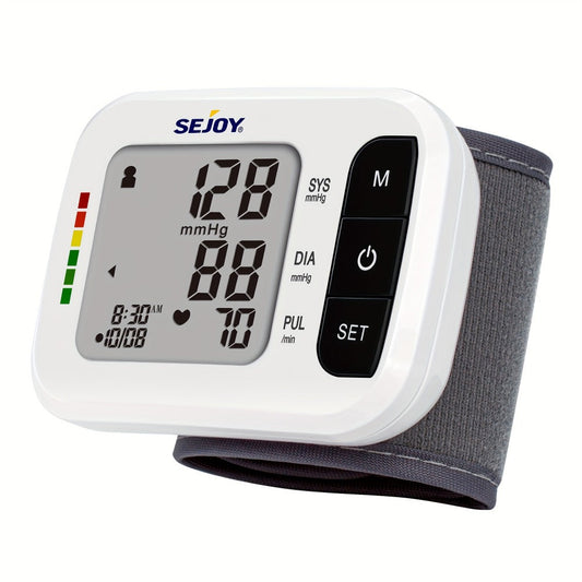 Wrist Blood Pressure Monitor - Sejoy Automatic Digital BP Machine with Large LCD Display, Wrist Strap & Batteries Included, Portable & Accurate for Home Use & Travel (Blue / White / Black / Purple)