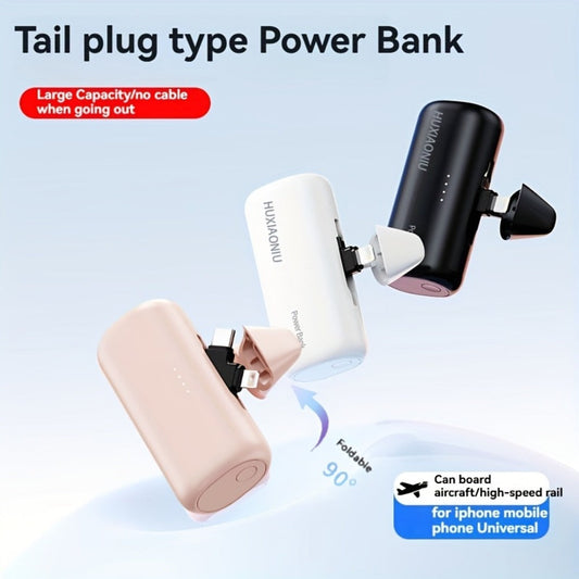 5000mAh Portable Charger with Built-In 2-in-1 Lightning & USB-C Connector - Slim Mini Power Bank 18.5W Fast Charging Compatible with iPhone 17 16 15 14 13 12 11 Samsung Android