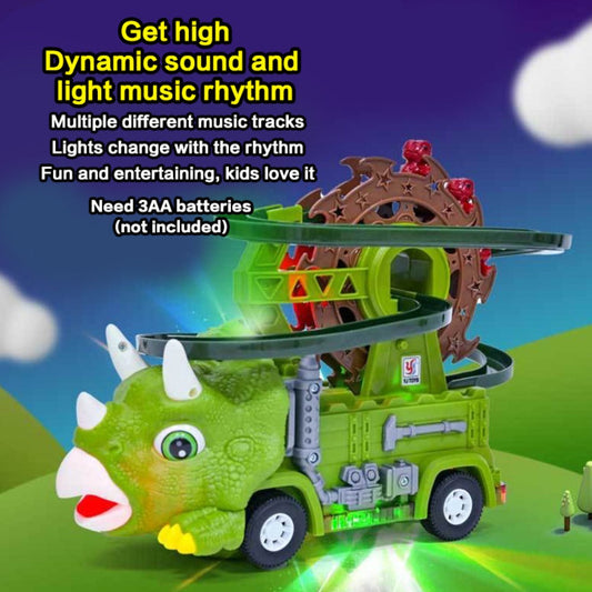 Triceratops Dinosaur Track Set with Electric Stair Slide, Lights and Music