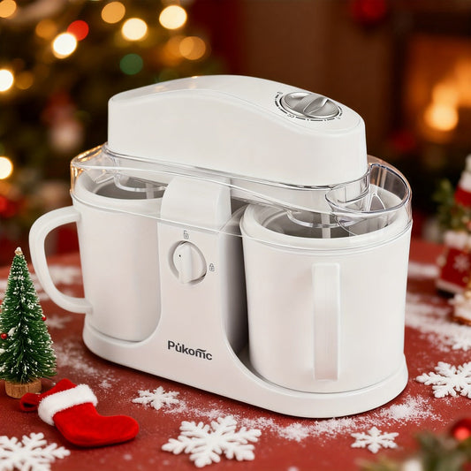 Ice Cream Maker, Dual-Cup Design for Two Flavors with Removable Bowl