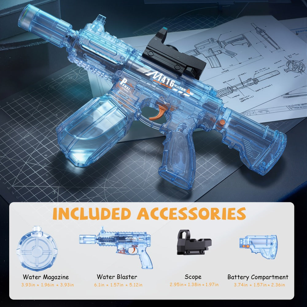 Electric Water Gun with Sound and Light Effects, Black or Blue Outdoor Toy