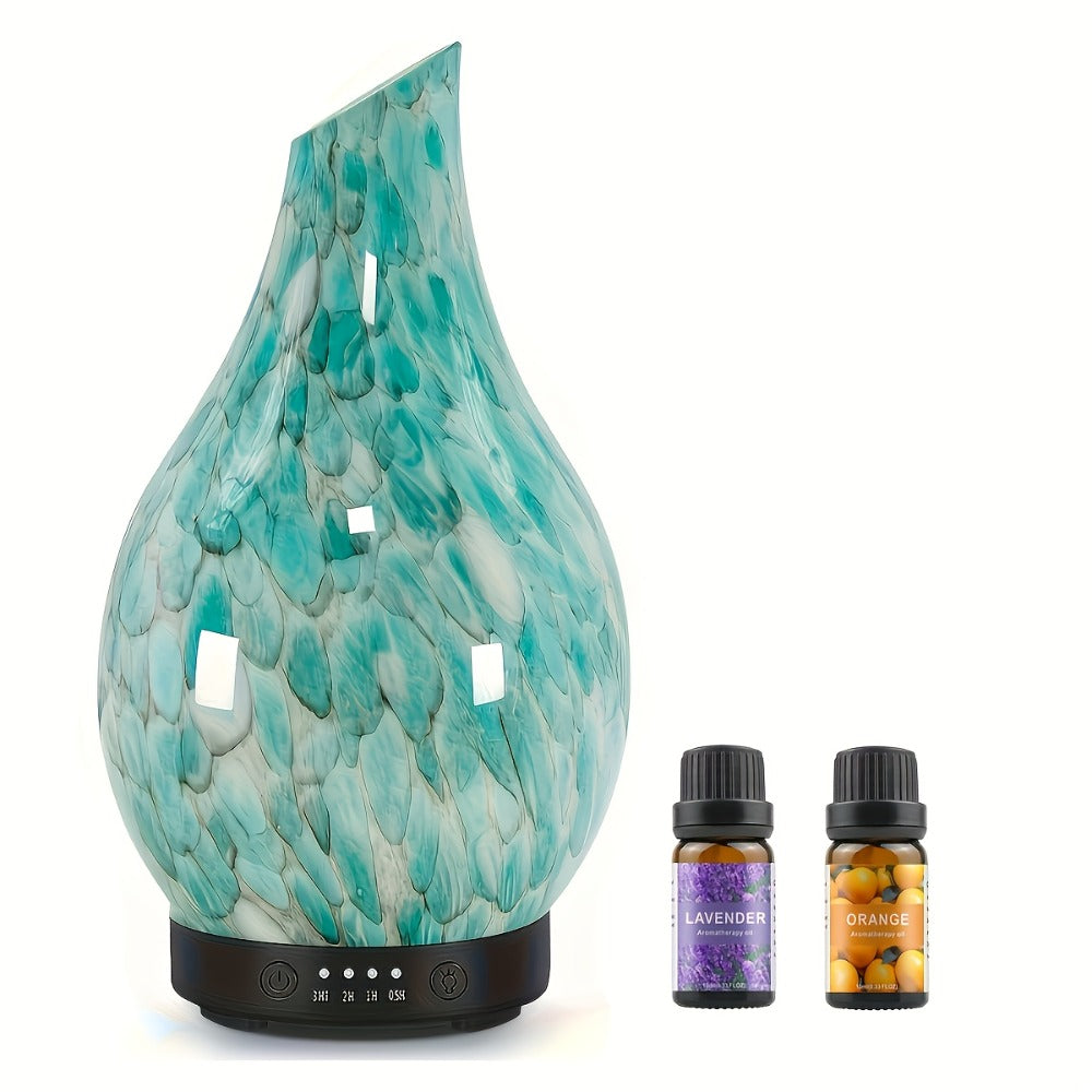 Essential Oil Diffuser Glass Ultrasonic Cool Mist Aromatherapy Diffuser – 4.06 oz Quiet Waterless Auto Shut-Off, 4 Timer Settings, 7 Color Night Light, Home Office Bedroom Use (Silver)