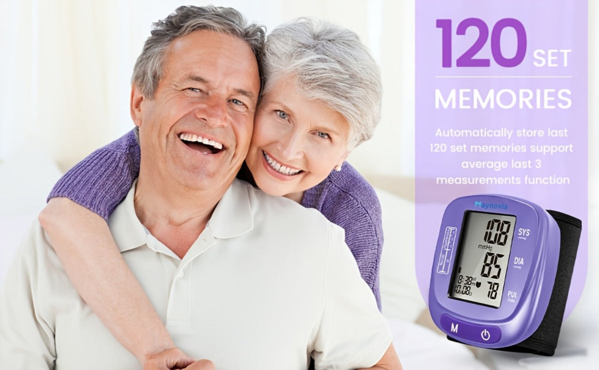 Blood Pressure Monitor Wrist Cuff with Oximeter Fingertip – Digital BP Machine Home Use, 120 Memory, Portable Case & Battery Included, Fully Automatic Hypertension Tracker