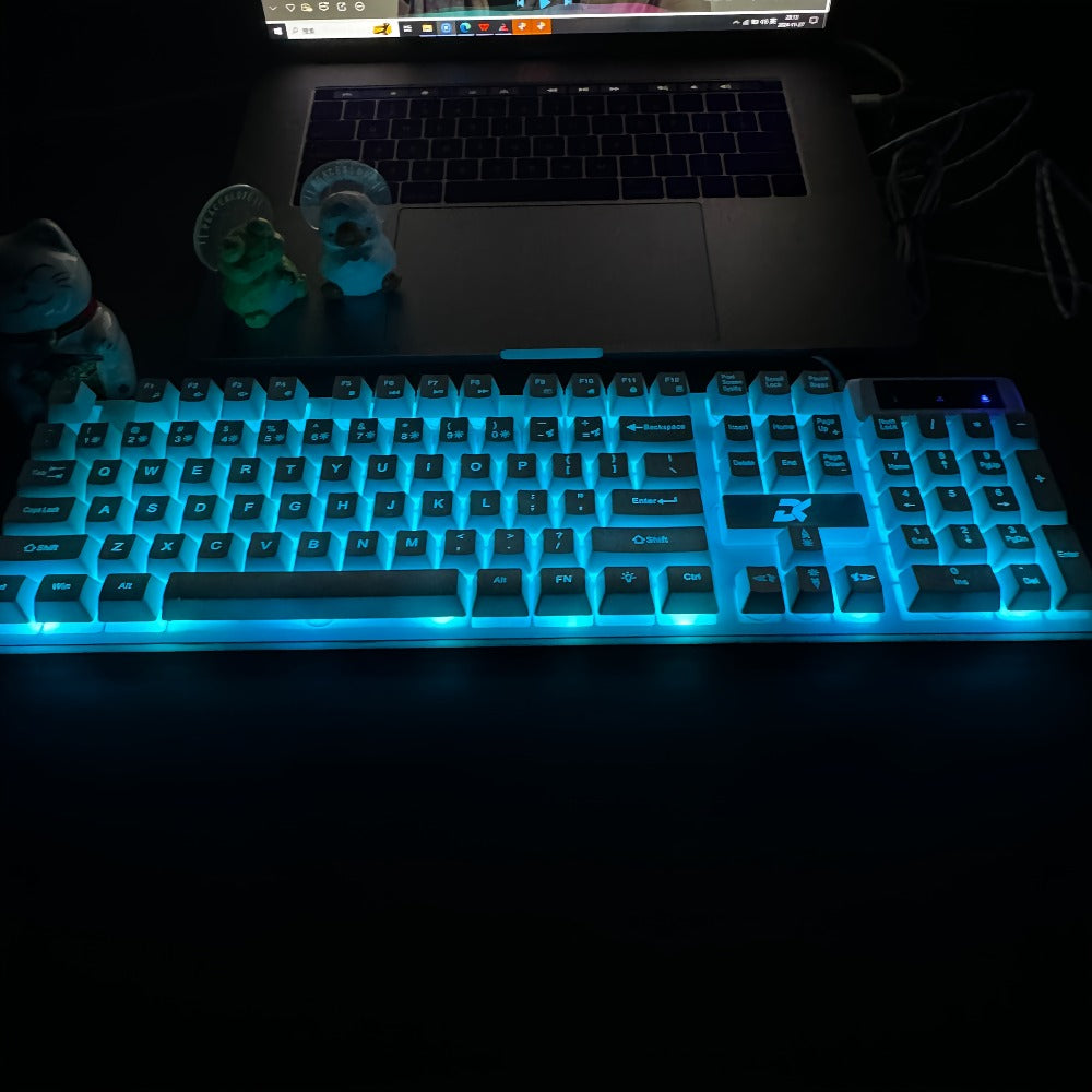 Floating Keycap Keyboard and Mouse Set Wired RGB Backlit – Mechanical Touch Keys, Multiple Lighting Effects, Volume Roller, Ergonomic USB Gaming Combo for PC, Desktop, Laptop & Mac | White Upgraded Version