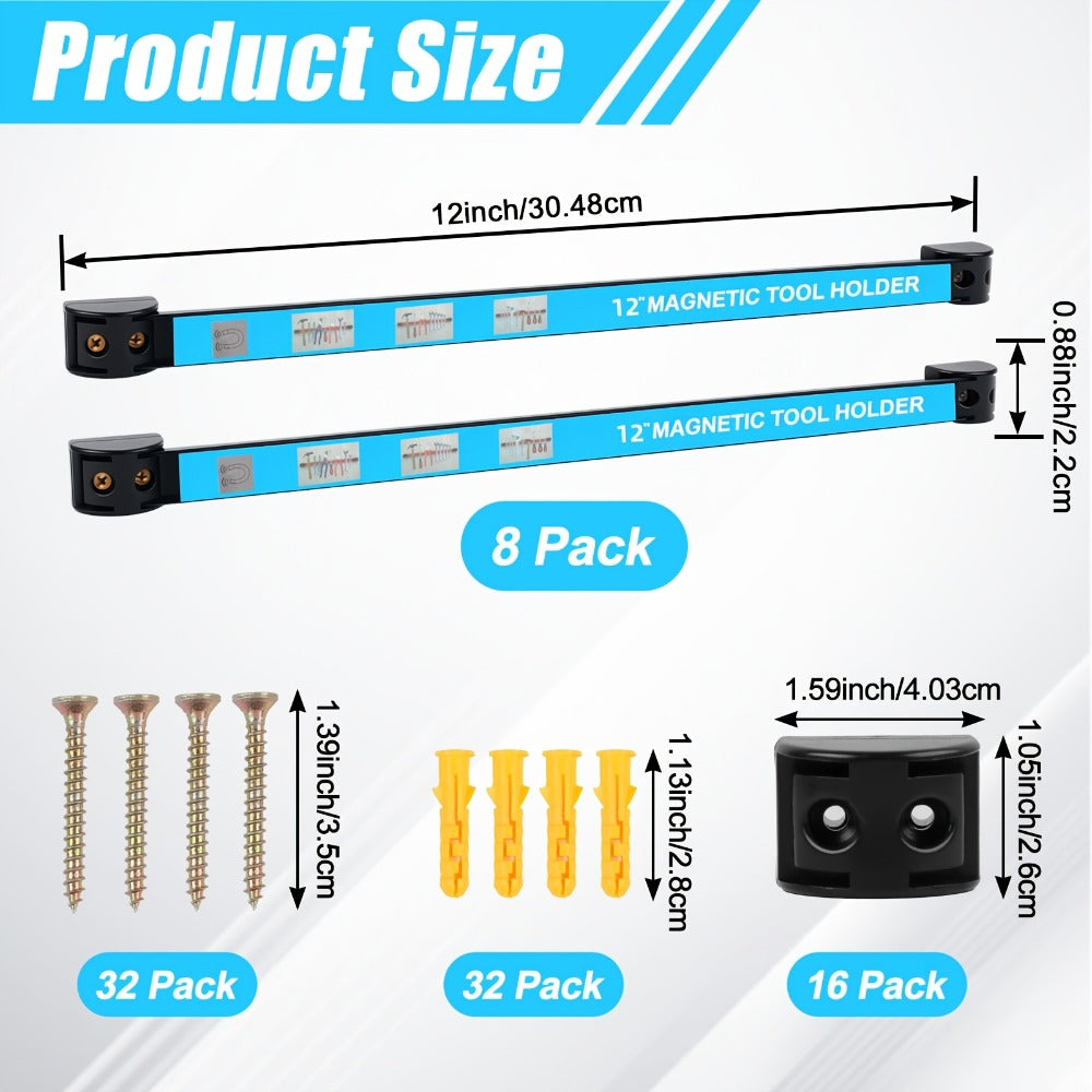 Magnetic Tool Bar Wall Mount Tool Holder 12/18 Inch – Heavy Duty Iron Magnetic Knife Strip & Tool Rack for Kitchen, Workshop & Garage | Wall Mounted Tool Organizer for Knives, Chisels & Hardware Tools