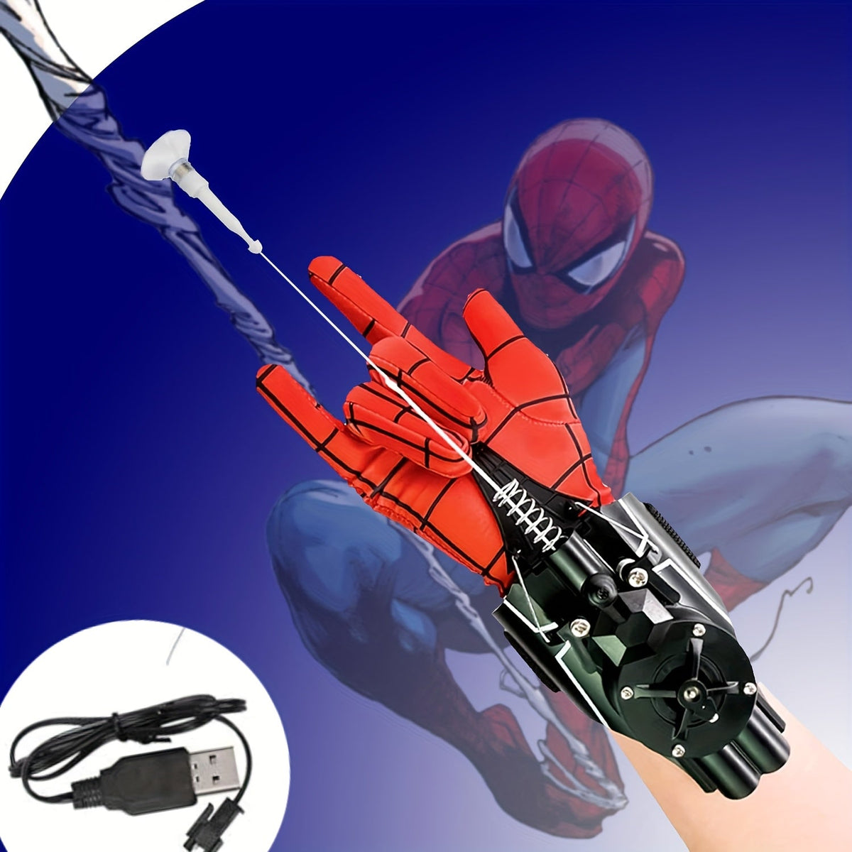Superhero Web Shooter Toy for Kids – 9.4 Ft Automatic Rope Launcher, USB Rechargeable, Spider Hero Role Play Gift for Boys & Girls, Halloween & Christmas