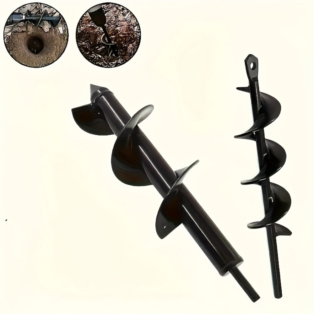 Heavy Duty Auger Drill Bit with 3/8" Hex Round Shank – Garden Earth Planting Hole Digger for Power & Manual Drill