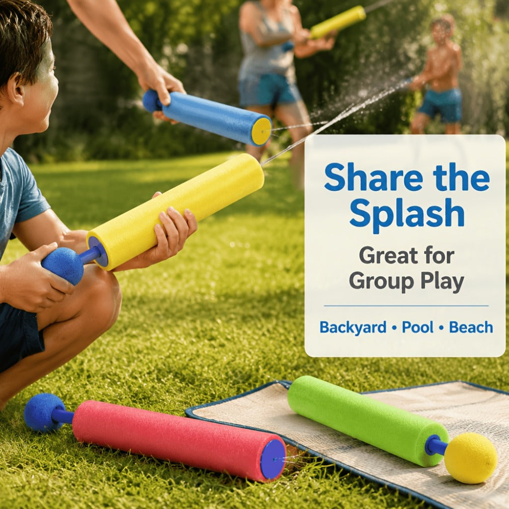 Squirt Water Gun Bulk Pack for Kids, Foam Shaft Soaker Blasters in 6, 12 or 18 Count