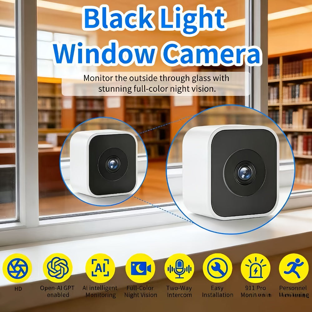 6MP Window Security Camera with AI Human Detection, 911 Emergency Alerts & Full-Color Night Vision – Dual Band 2.4GHz/5GHz WiFi, Smart Indoor Surveillance, Easy Install, 1/2 Pack