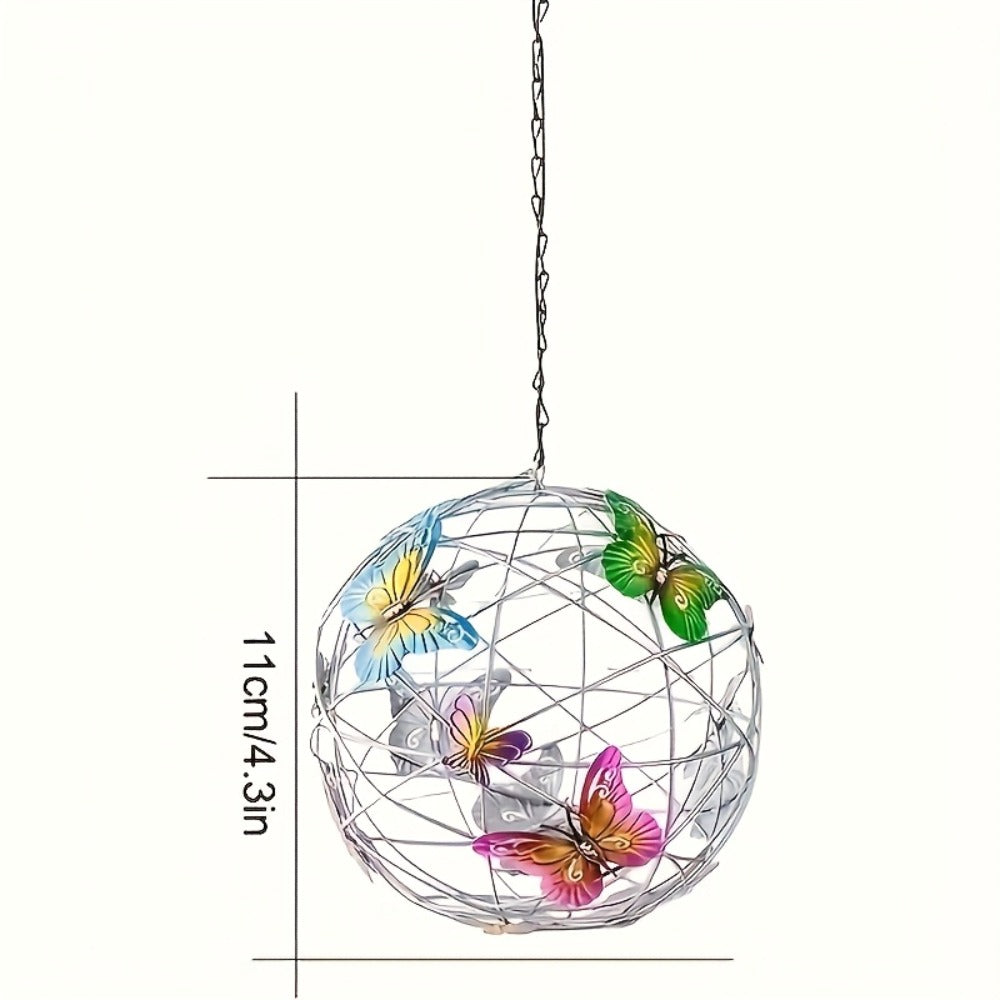 Solar Butterfly Lantern Outdoor Metal Iron Hanging Solar Light – Waterproof, Auto On at Dusk, White & Color Light | Garden, Porch, Patio & Tree Decor | Unique Garden Gift