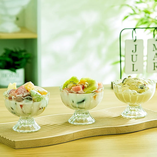 Tulip-Shaped Glass Dessert Bowls, Set of 12, 5 oz in Light Green