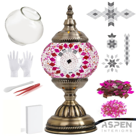 DIY Mosaic Lamp Kit, Colorful Glass Table Lamp with Antique Bronze-Style Base